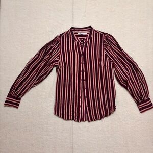 Boden Burgundy and Pink Striped Blouse